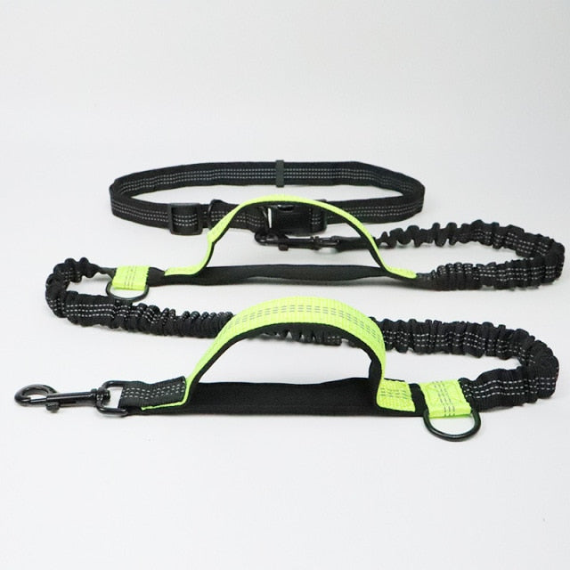 Reflective Traction Rope Pet Dog Running Belt Elastic Hands-Free Jogging Dog Traction Rope Metal D Ring Correa Perro